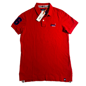 Superdry Men Medium Red Polo Golf Collar Short Sleeve Shirt Brand New With Tags